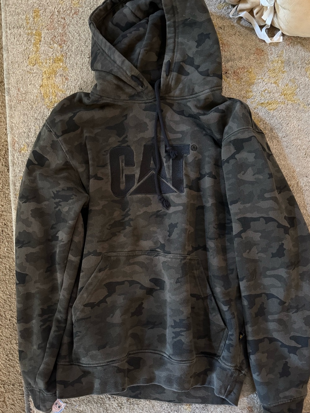 Caterpillar Men's Camo Crewneck Hoodie - Olive Green/Black